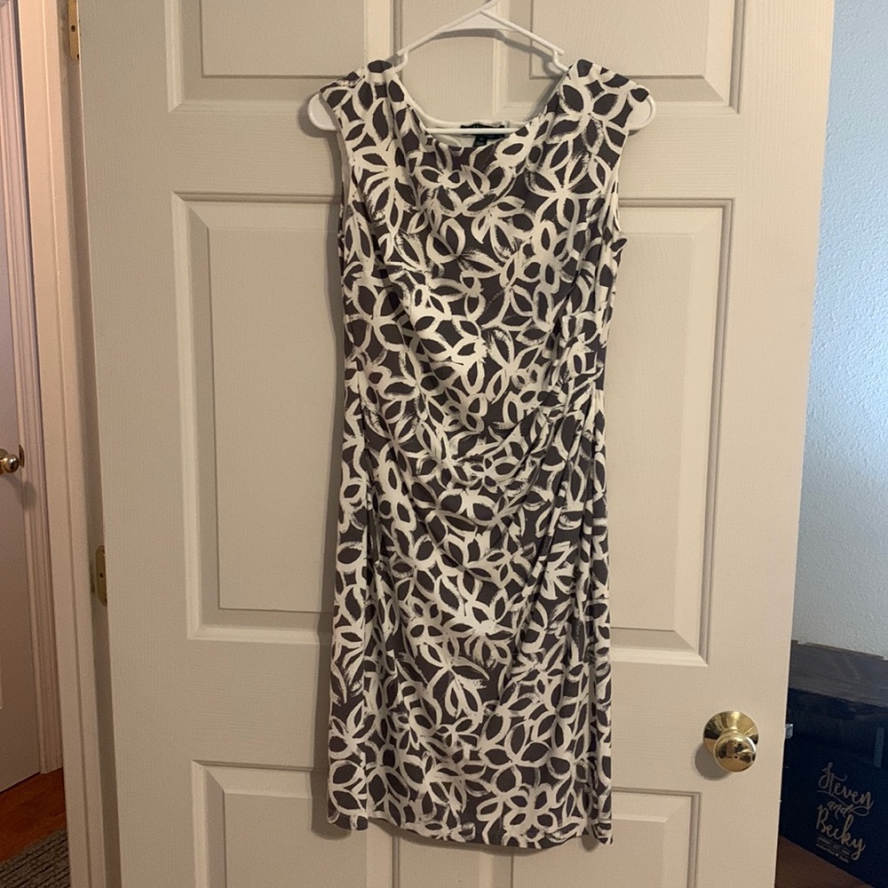 Women’s white and grey mid length dress